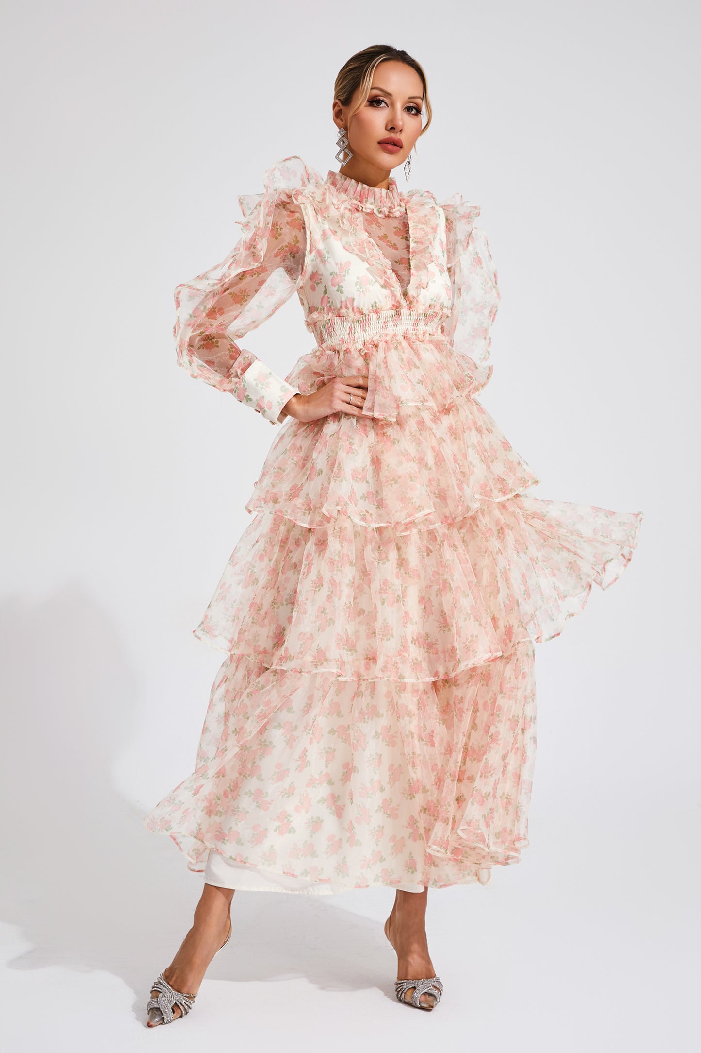 Bowman Apricot Floral Mesh Dress