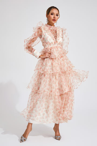 Bowman Apricot Floral Mesh Dress