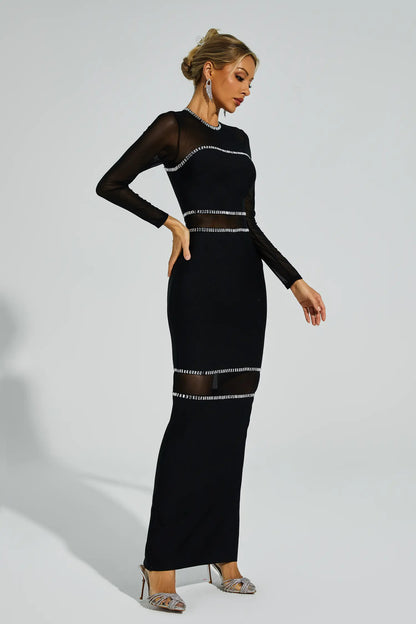 Boyle Black Mesh Bandage Dress