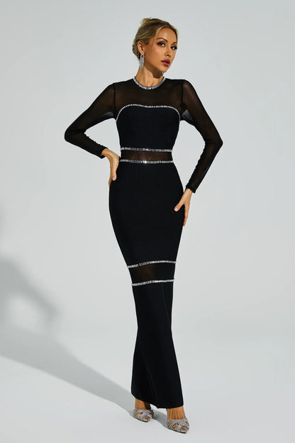Boyle Black Mesh Bandage Dress