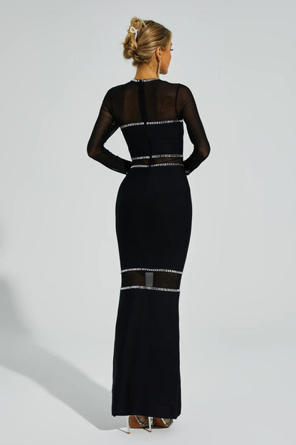 Boyle Black Mesh Bandage Dress