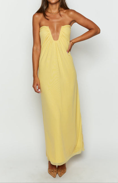 Samantha Yellow Strapless Maxi Dress