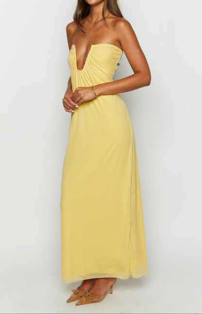 Samantha Yellow Strapless Maxi Dress
