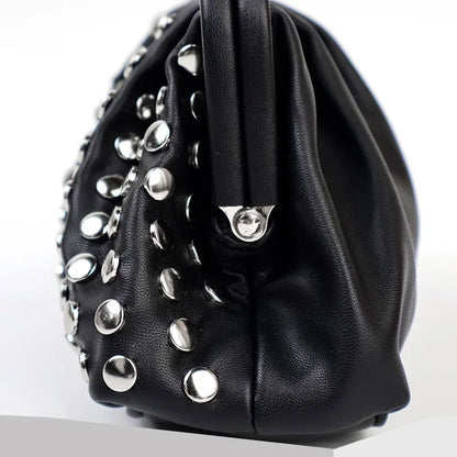 Designer Rivets Black Clutch Wristlet