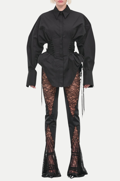 Braycha Ruch Drawstring Shirt - Black