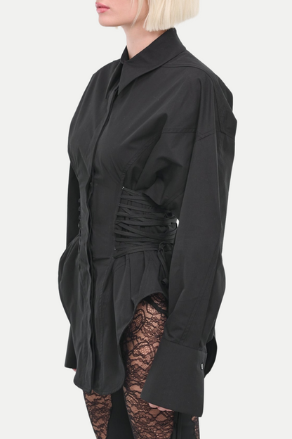 Braycha Ruch Drawstring Shirt - Black