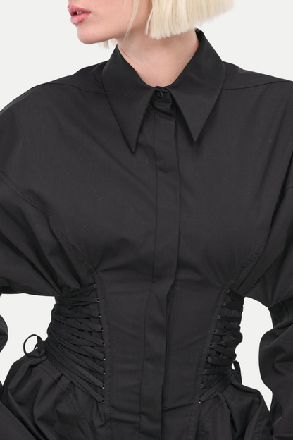 Braycha Ruch Drawstring Shirt - Black