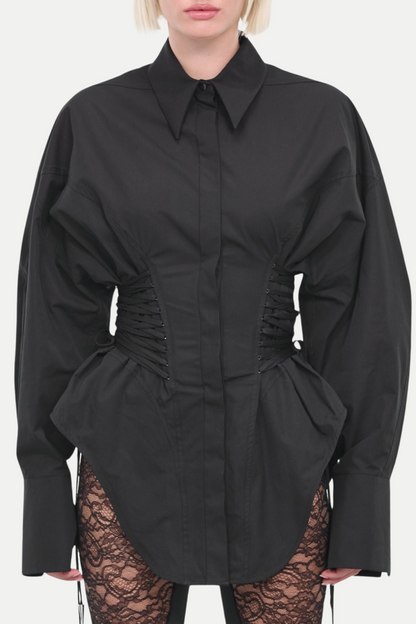 Braycha Ruch Drawstring Shirt - Black