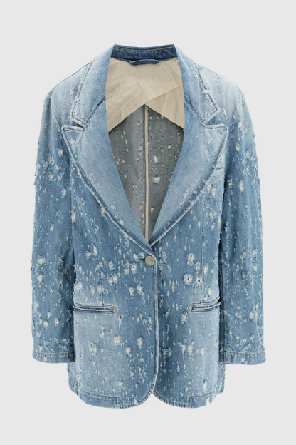 Brenna Torn Lapel Denim Jacket