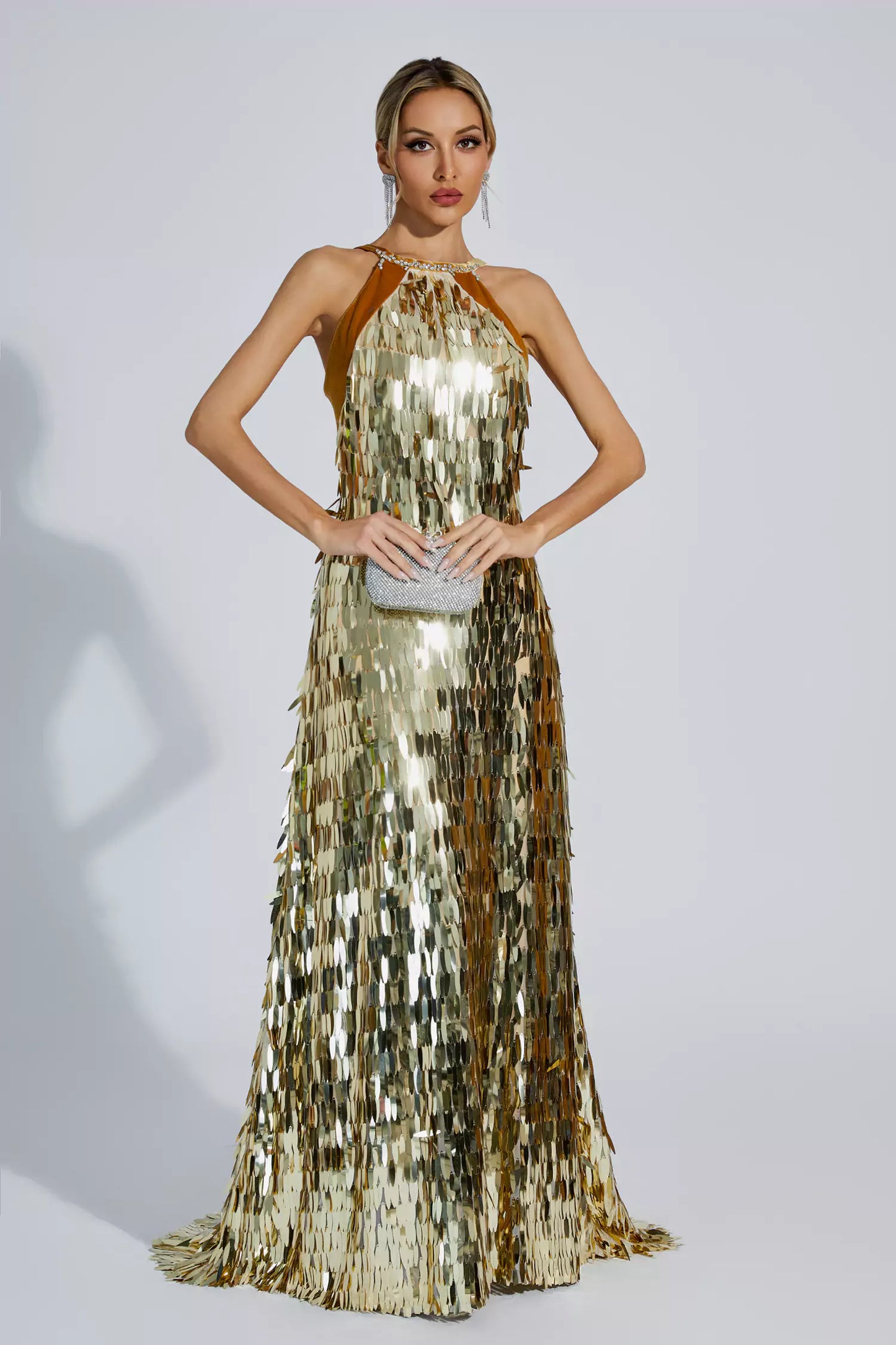 Bria Gold Maxi Sequin Dress