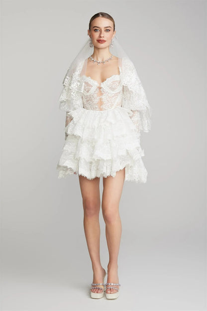 Bonnie Embroidered Lace Puff Sleeve Mini Dress