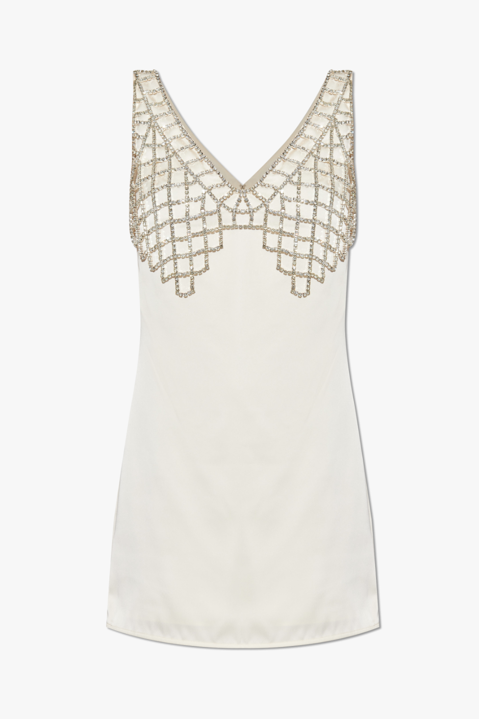 Briony Crystal Embellished Satin Mini Dress - White