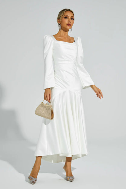 Bruno White Satin Evening Dress