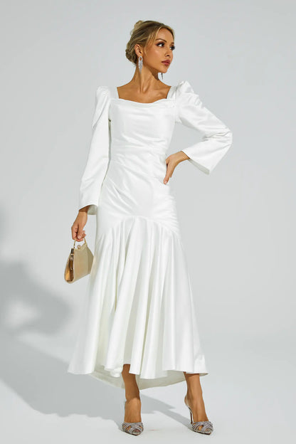 Bruno White Satin Evening Dress