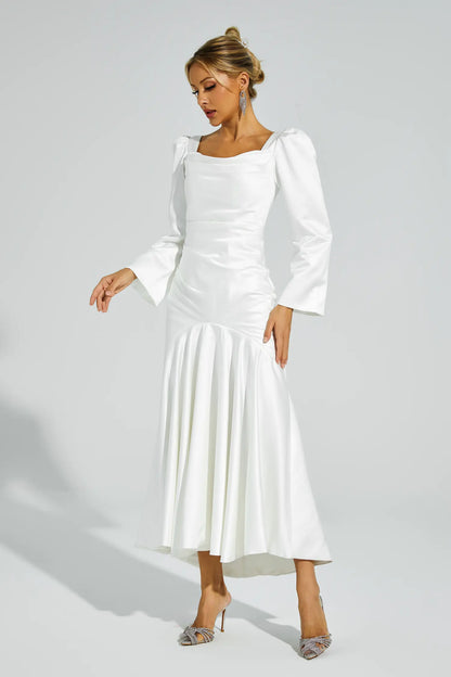 Bruno White Satin Evening Dress