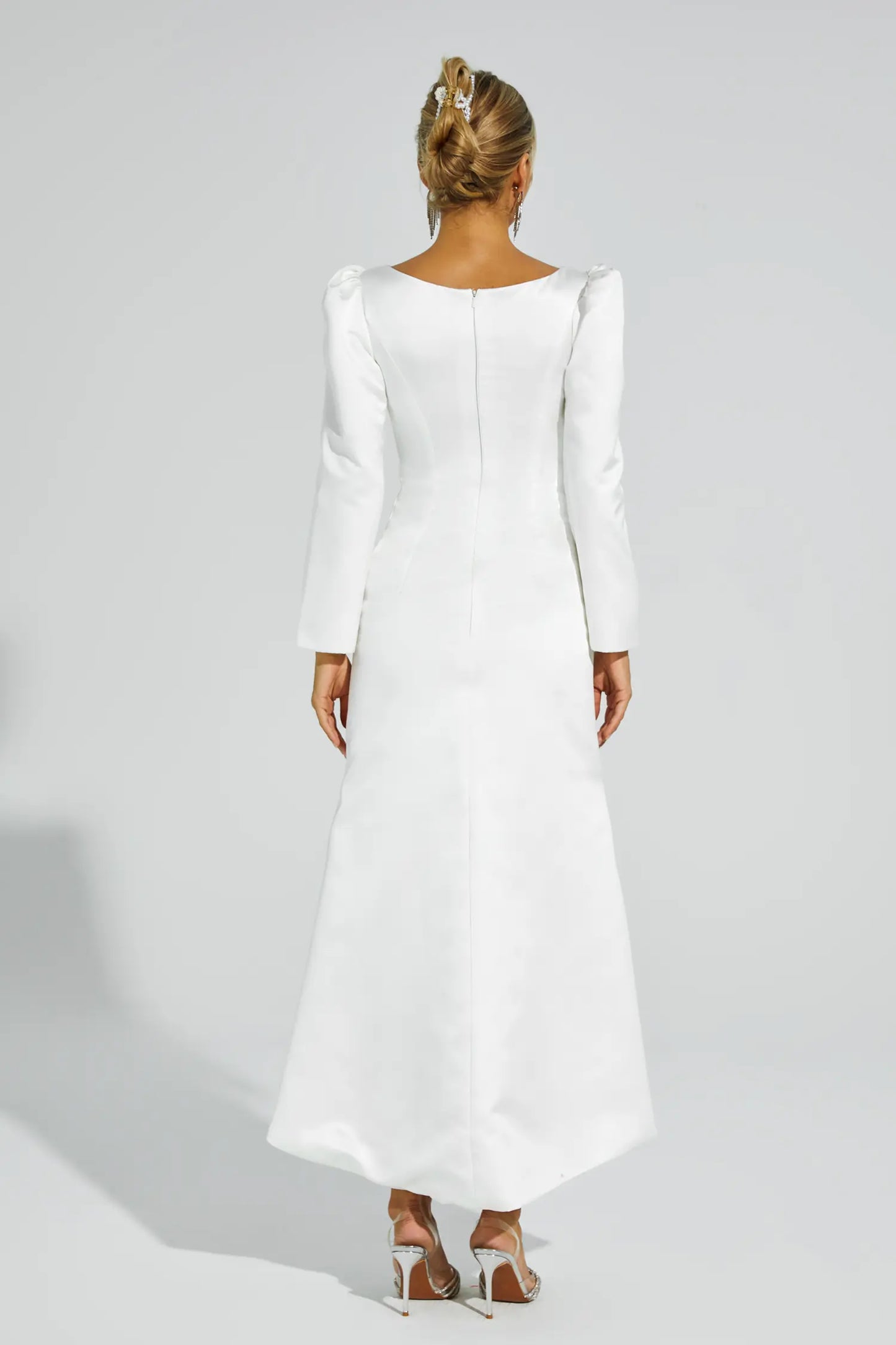 Bruno White Satin Evening Dress