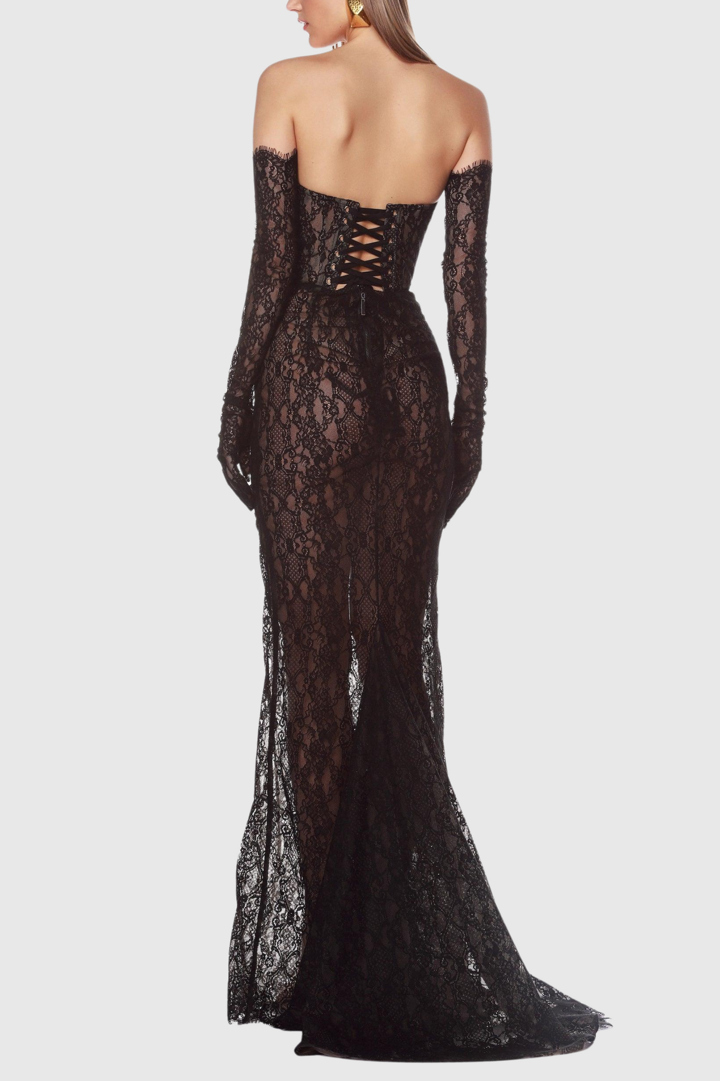 Burlita Strapless Lace Maxi Dress