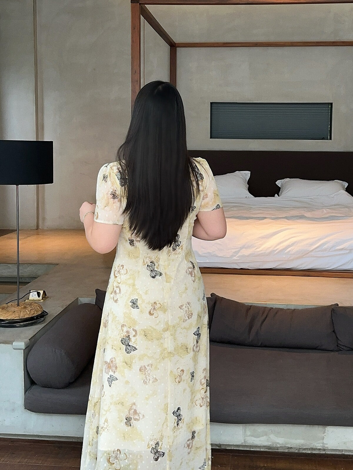 Butterfly Print Tie Waist Dress Plus-Size