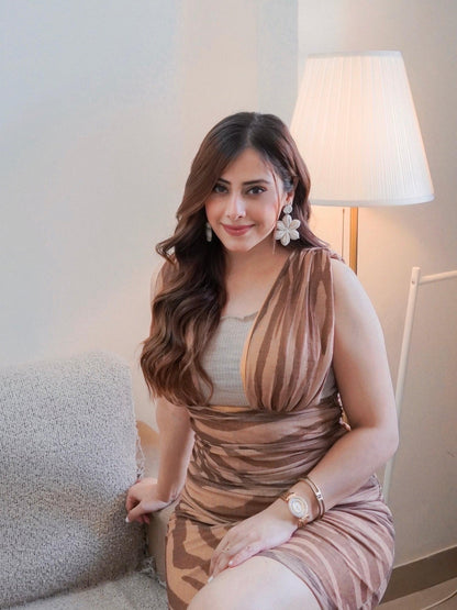 Animal Print Deep Neck Bodycon Dress