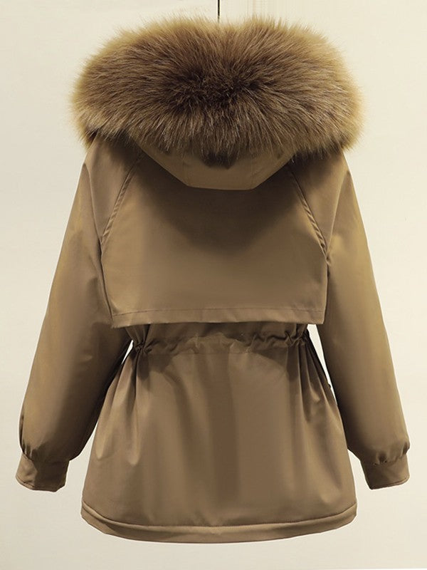 Faux Fur Hooded Parka Coat