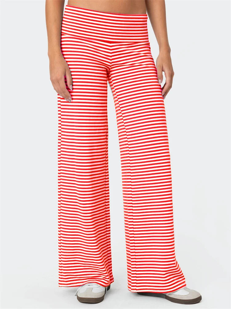 Loose Wide-Leg Striped Elastic Waist Streetwear Pant