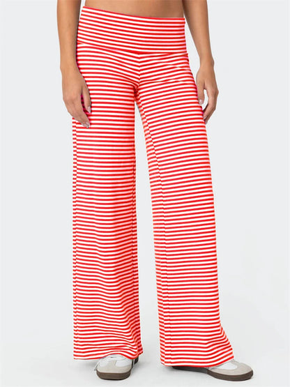 Loose Wide-Leg Striped Elastic Waist Streetwear Pant