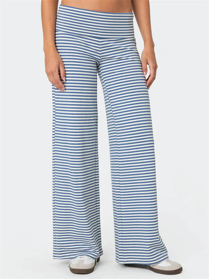 Loose Wide-Leg Striped Elastic Waist Streetwear Pant