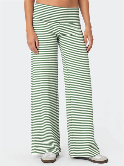 Loose Wide-Leg Striped Elastic Waist Streetwear Pant