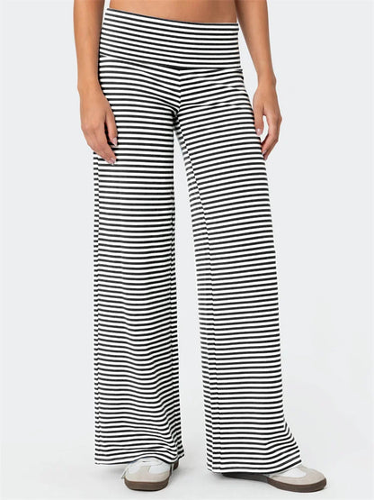 Loose Wide-Leg Striped Elastic Waist Streetwear Pant