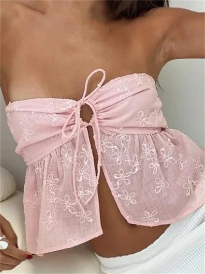 Lace Flower Patchwork Fairy Aesthetic Crop Top