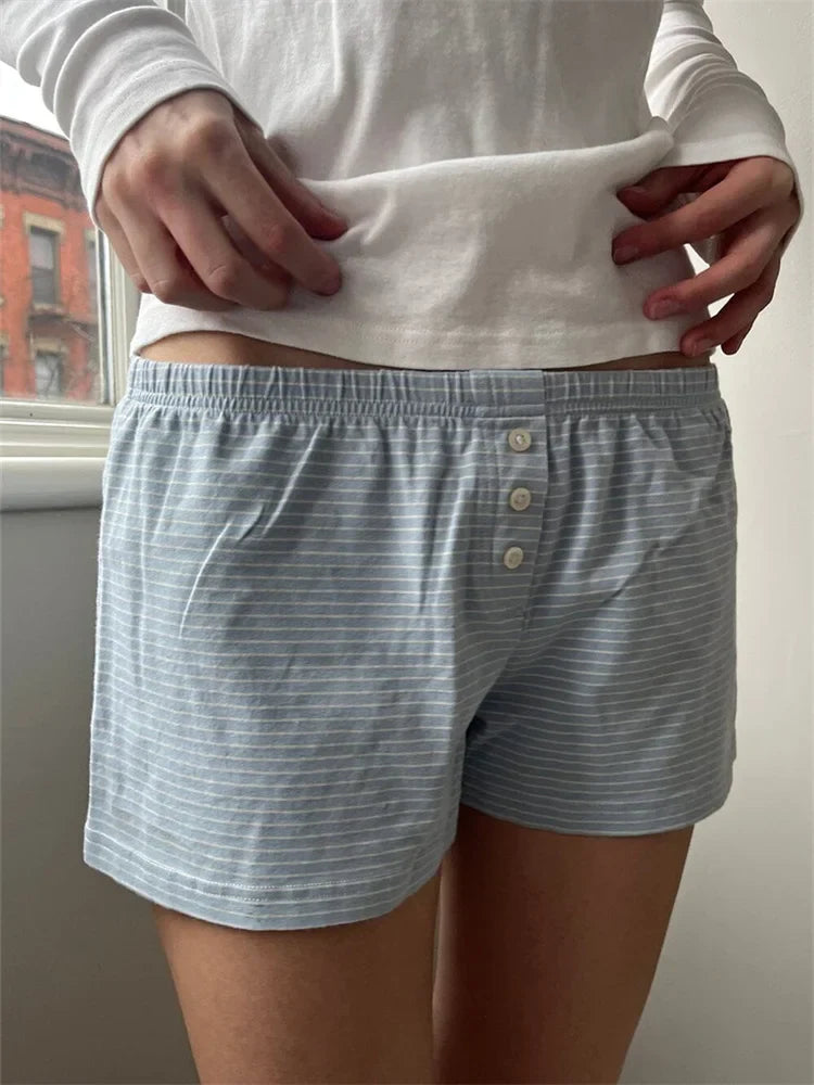 Floral Heart Striped Lounge Short