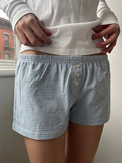 Floral Heart Striped Lounge Short