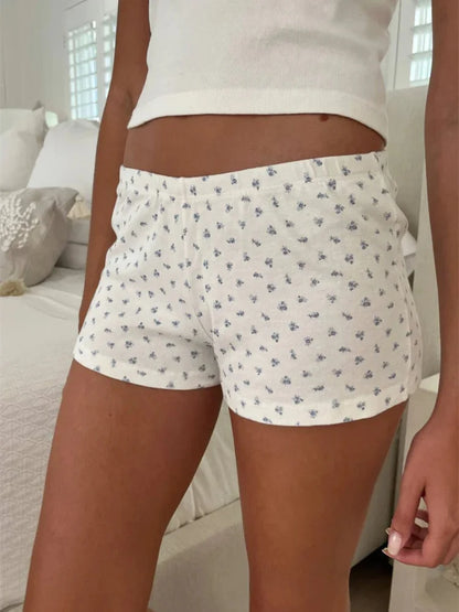 Floral Heart Striped Lounge Short