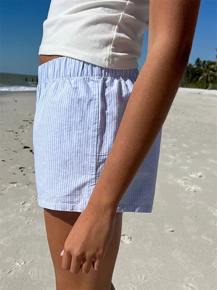 Front Button Plaid Lounge Short