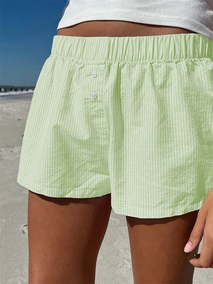 Front Button Plaid Lounge Short