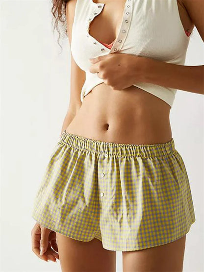 Floral Striped Button Casual Short