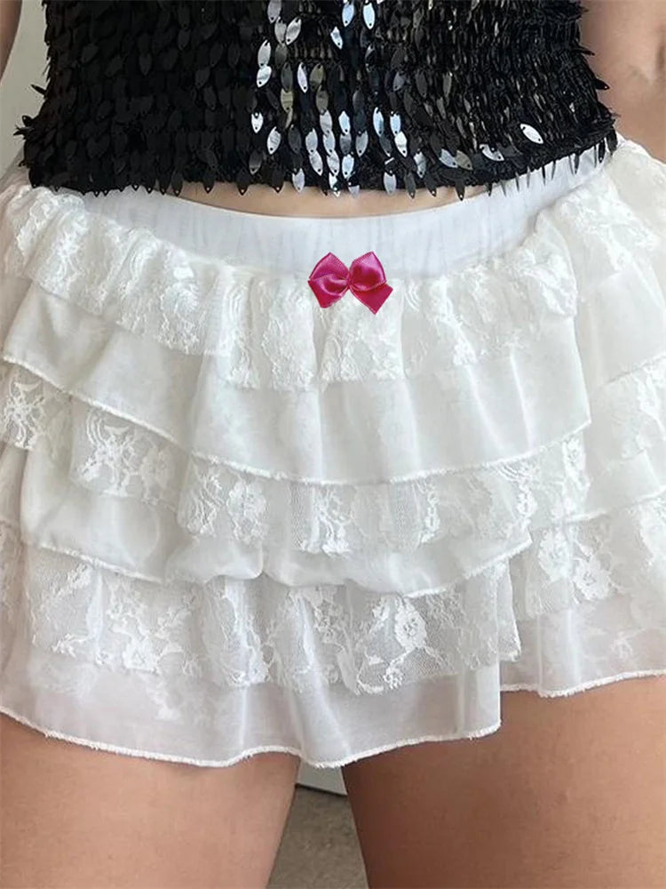 Lace Layered Bow Bloomer Short