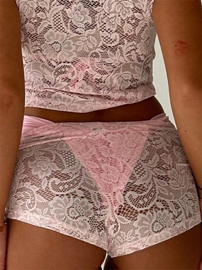 Lace Floral Bikini Cover-Up Short