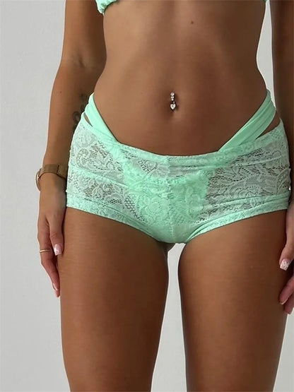 Lace Floral Bikini Cover-Up Short