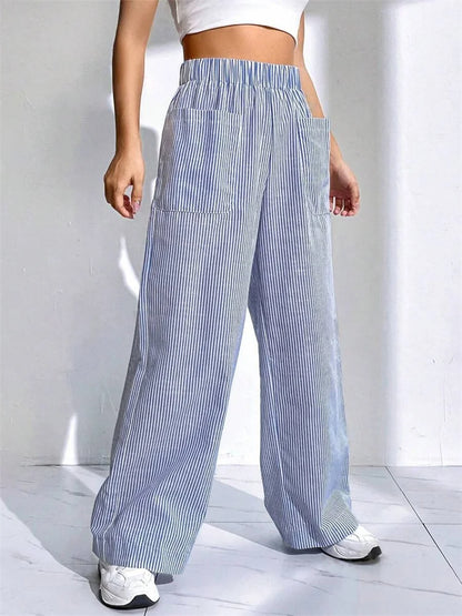 Loose High Waist Striped Lounge Streetwear Pant