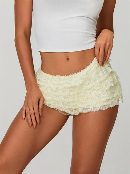 Lace Layered Ruffle Bodycon Short