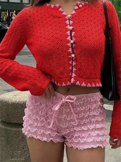 Layered Lace Bow Bloomer Short