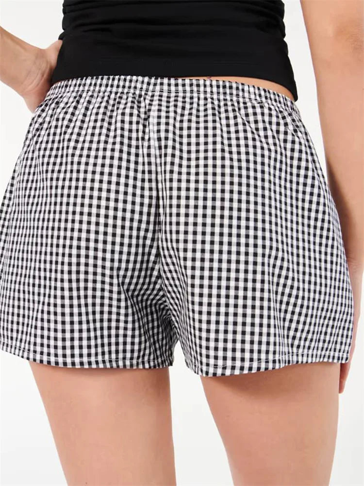Plaid Elastic Waist Sleep Short
