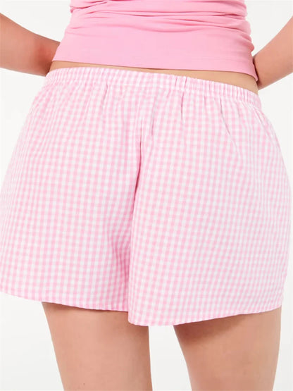 Plaid Elastic Waist Sleep Short