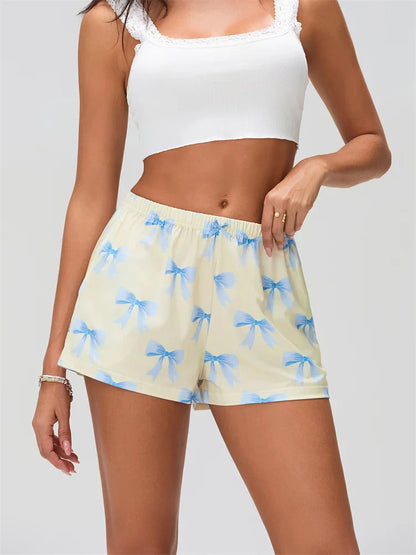 Bow Print Elastic Sleep Short