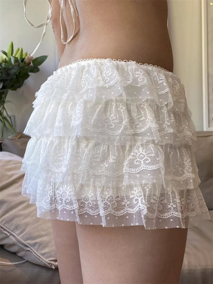 Lace Layered Ruffle Bloomer Short