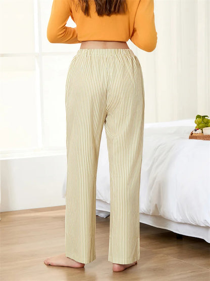 Striped Pajama Elastic Waist Lounge Wide Leg Pant