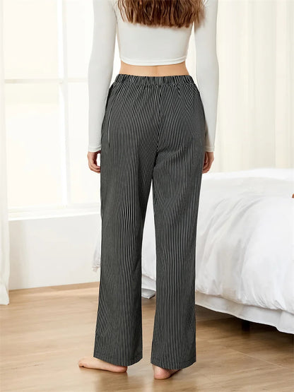 Striped Pajama Elastic Waist Lounge Wide Leg Pant