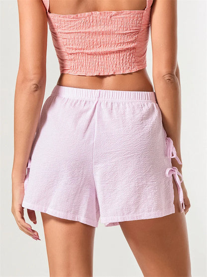 Striped Bow Tie-Up Split Short