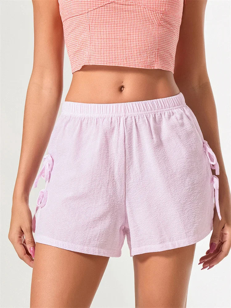 Striped Bow Tie-Up Split Short